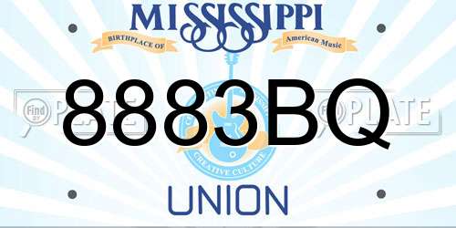 8883BQ Mississippi License Plate