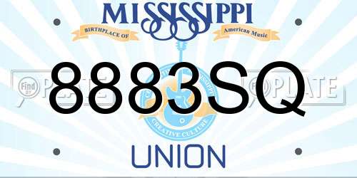 8883SQ Mississippi License Plate
