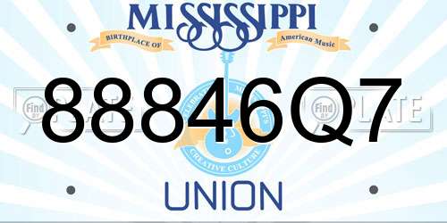 88846Q7 Mississippi License Plate