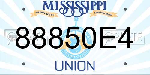 88850E4 Mississippi License Plate