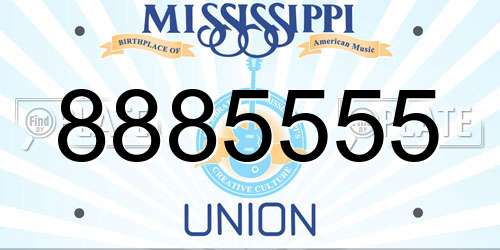 8885555 Mississippi License Plate