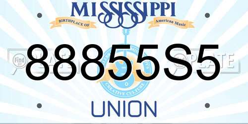 88855S5 Mississippi License Plate