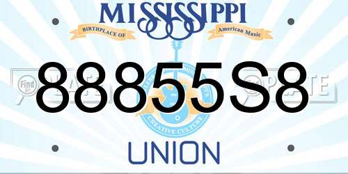 88855S8 Mississippi License Plate