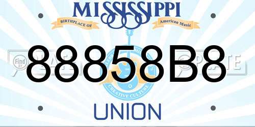 88858B8 Mississippi License Plate
