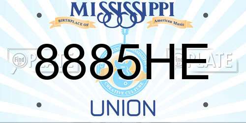 8885HE Mississippi License Plate