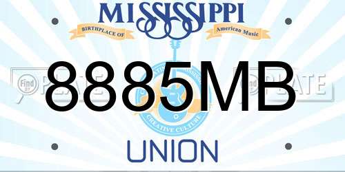 8885MB Mississippi License Plate