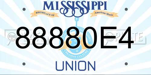 88880E4 Mississippi License Plate