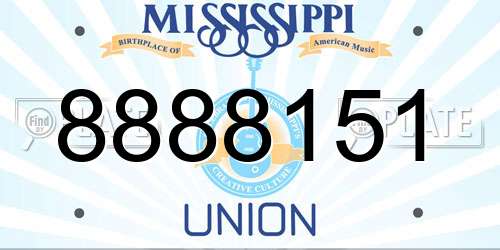 8888151 Mississippi License Plate