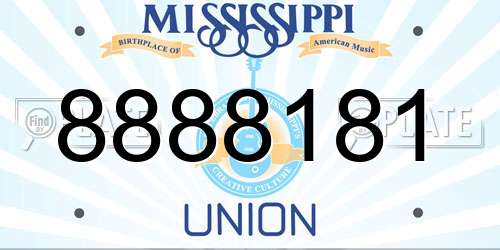 8888181 Mississippi License Plate