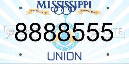 8888555 Mississippi License Plate