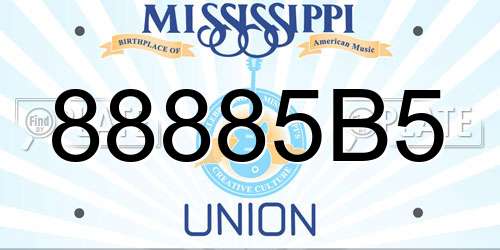 88885B5 Mississippi License Plate