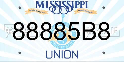 88885B8 Mississippi License Plate