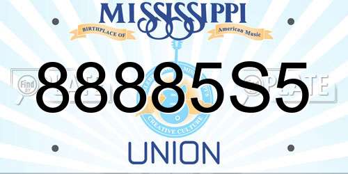 88885S5 Mississippi License Plate
