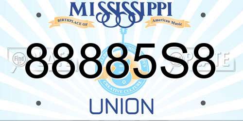 88885S8 Mississippi License Plate