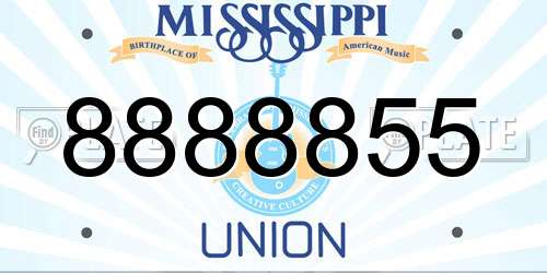 8888855 Mississippi License Plate