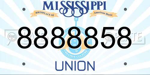 8888858 Mississippi License Plate