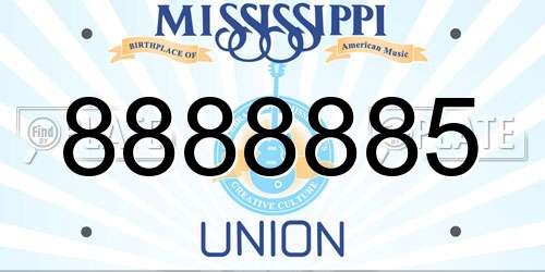 8888885 Mississippi License Plate
