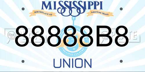 88888B8 Mississippi License Plate