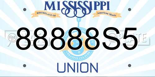 88888S5 Mississippi License Plate