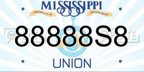 88888S8 Mississippi License Plate