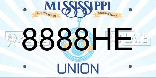 8888HE Mississippi License Plate
