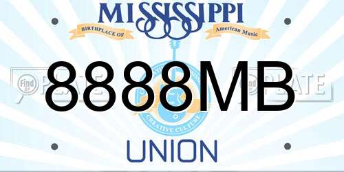 8888MB Mississippi License Plate