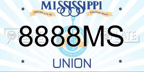 8888MS Mississippi License Plate