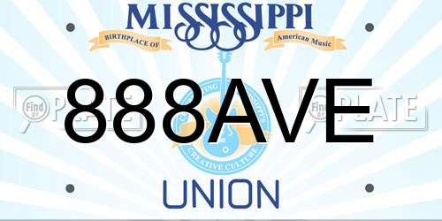 888AVE Mississippi License Plate