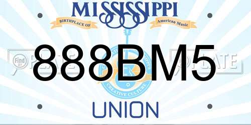 888BM5 Mississippi License Plate