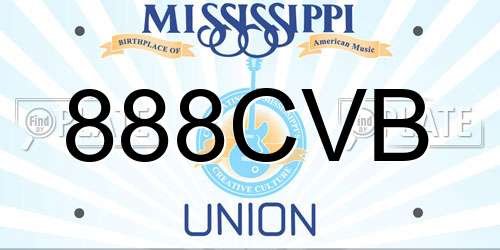 888CVB Mississippi License Plate