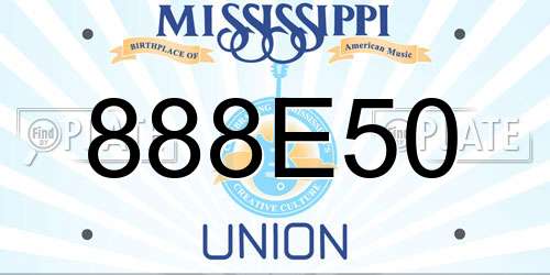 888E50 Mississippi License Plate