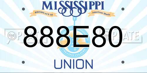 888E80 Mississippi License Plate