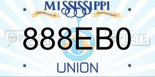 888EB0 Mississippi License Plate