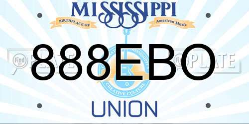 888EBO Mississippi License Plate