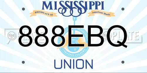 888EBQ Mississippi License Plate