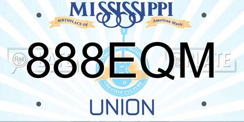888EQM Mississippi License Plate