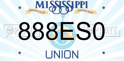 888ES0 Mississippi License Plate