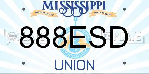 888ESD Mississippi License Plate