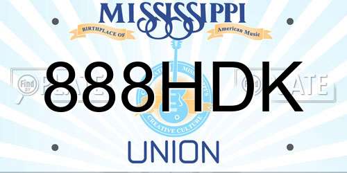 888HDK Mississippi License Plate