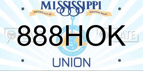888HOK Mississippi License Plate