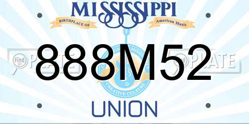 888M52 Mississippi License Plate