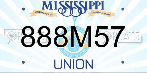 888M57 Mississippi License Plate