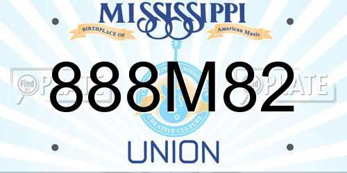 888M82 Mississippi License Plate
