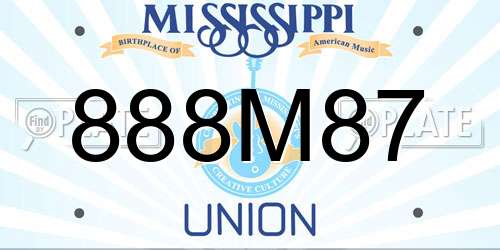 888M87 Mississippi License Plate
