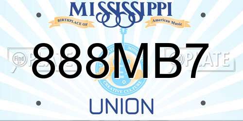 888MB7 Mississippi License Plate
