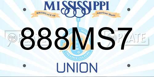 888MS7 Mississippi License Plate