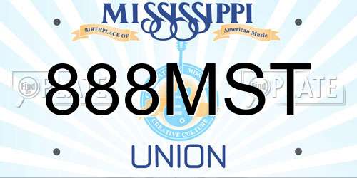 888MST Mississippi License Plate
