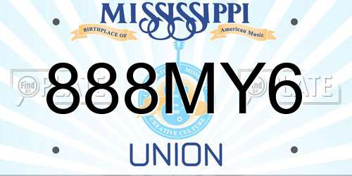888MY6 Mississippi License Plate