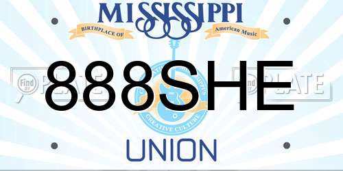 888SHE Mississippi License Plate
