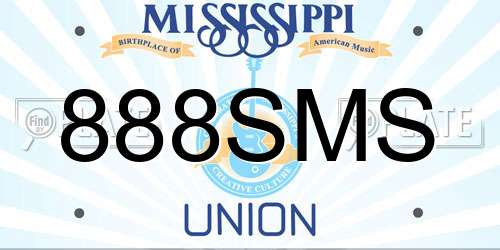 888SMS Mississippi License Plate